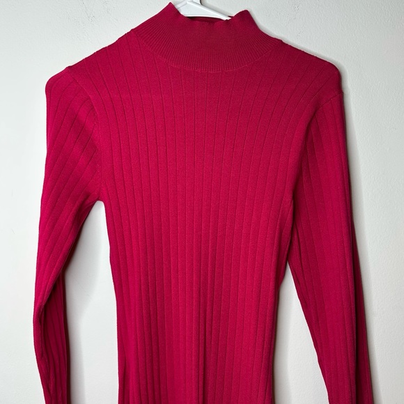 Fashion Nova turtleneck long sleeve ribbed rib pink dress size M sweater dress - Picture 1 of 7